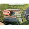 Image 4 : AP pallet with a Fuel Tank , misc angle iron , pipe , crowbar & wheel barrel