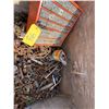 Image 7 : AP Box of various bolts/nuts, orange tool box, shelving, old tub