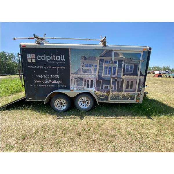 A-9 2005 Atlas 14 ft Enclosed tandem Axle trailer , side door & fold down Rear Door, inside Racks, R