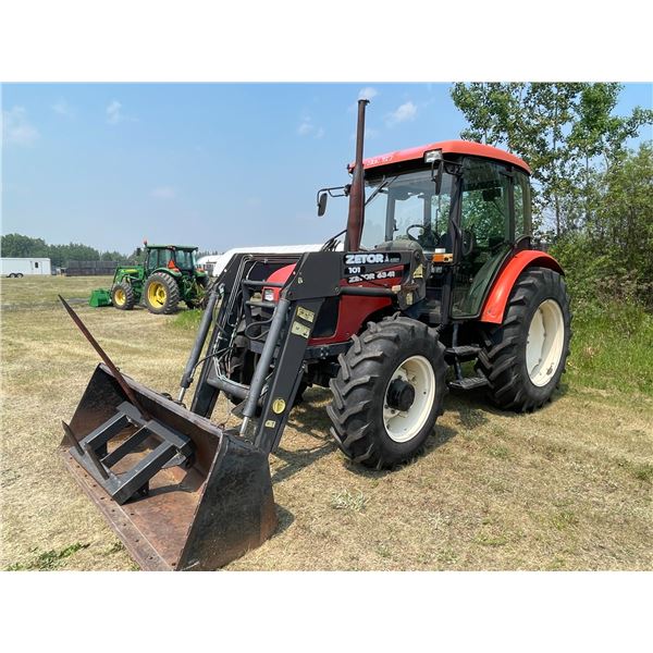 PC GROUP LOT Zetor 6341- FWA tractor, CAHR, 66 H.p., 2831 hrs. c/w Zetor loader, bucket & forks, Q/A
