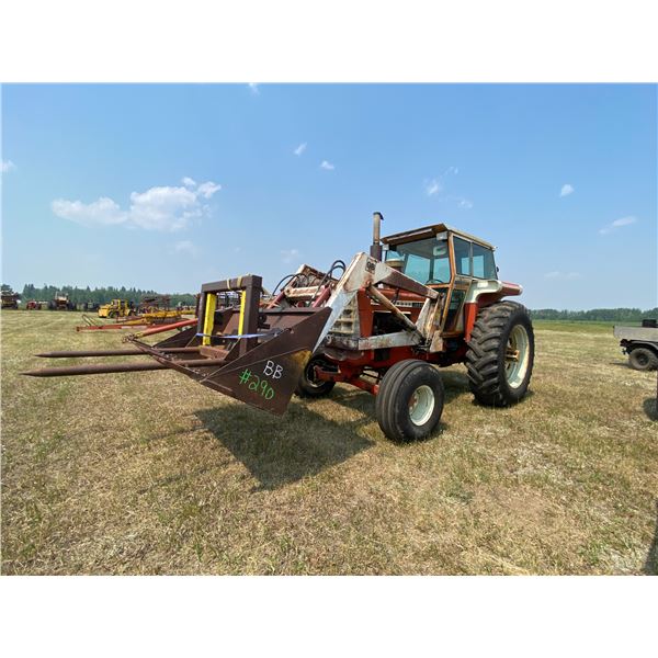 BB Cockshutt 1855 Diesel Tractor Cab 18.4x38 rear 540 P.T.O. c/w GB Loader & 7ft. Bucket & bale fork