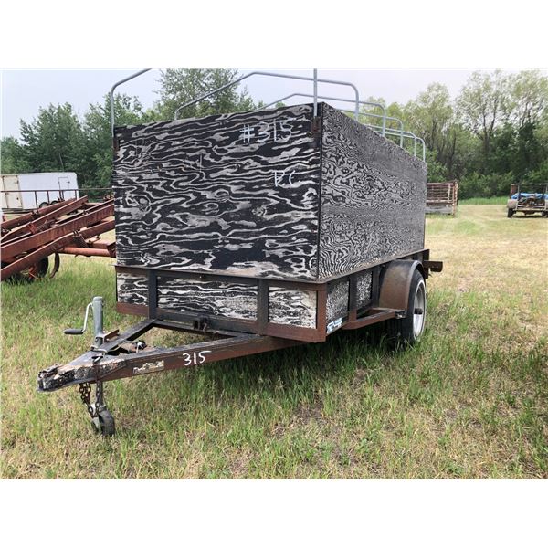 PC SWS Single axle Trailer 5 ft x 10 ft c/w approx. 250-gal water tank & hose, SN. 4P5HH1011P11