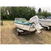 Image 4 : KM 14ft. Glasstrong Boat Blue & White no serial numbers visible Trailer c/w Chrysler 55 hp Sold with