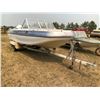 Image 2 : KM Glascon 15ft. open bow, Easy Load Trailer Johnson 85hp., ski bar sold with Bill of Sale Only. Blu