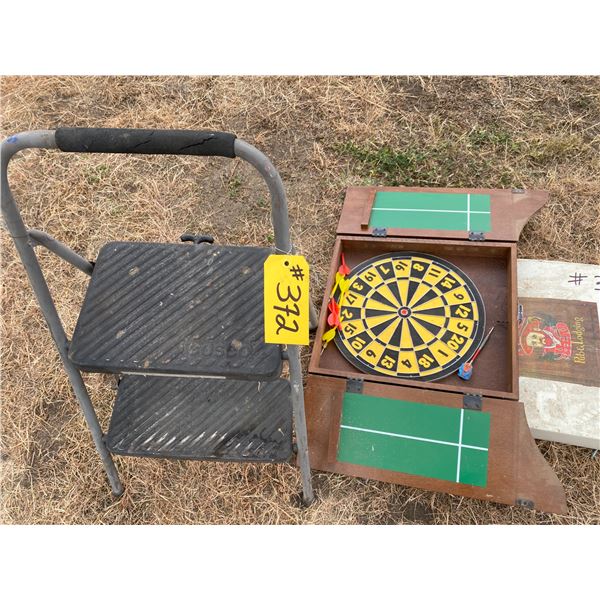 AP. Dart board & step ladder