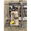 Image 6 : AP 2 Oil cans, cow bell, Fencing tool, sledge, old vice, 2 bars, Big Puller Jaw, old Fairbanks scale