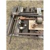 Image 8 : AP 2 Oil cans, cow bell, Fencing tool, sledge, old vice, 2 bars, Big Puller Jaw, old Fairbanks scale