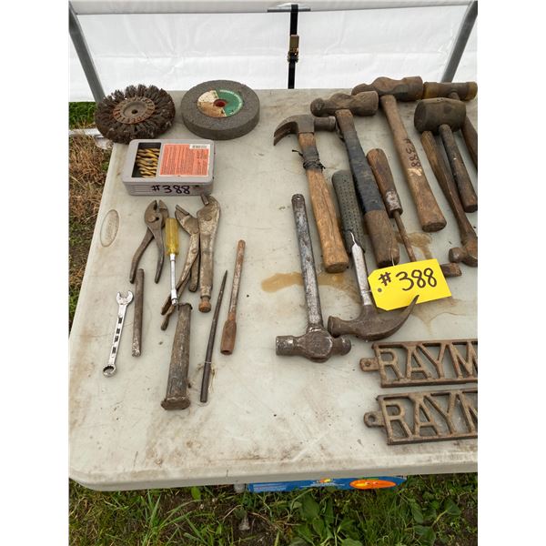 AP 3 Oil cans, drill bits, hammers, grindstone & buffing wheel