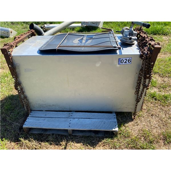 28in. X 52in. Metal Box c/w Mud Flaps, Truck Chains & Pump