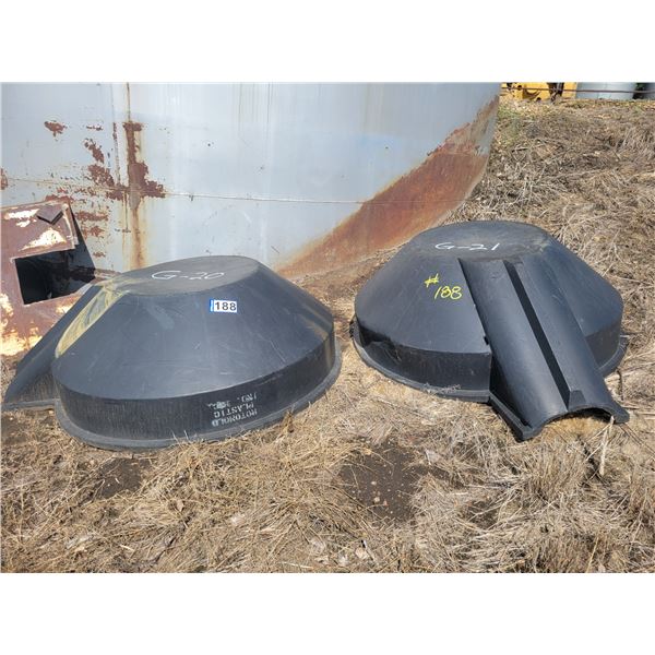 2- Black plastic hoppers, Absolutely NO REMOVAL Between July 31st to Aug 4th, PH: Conrad (780) 818-6