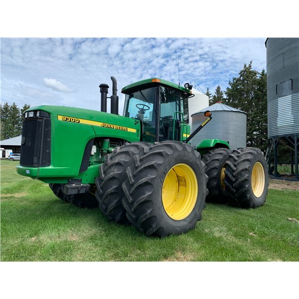 JD 9300 4WD TRACTOR, 6,077 hrs, 24 spd, 4 hyds, 710/70R38 rubber, plumbed for air seeder, upgraded w