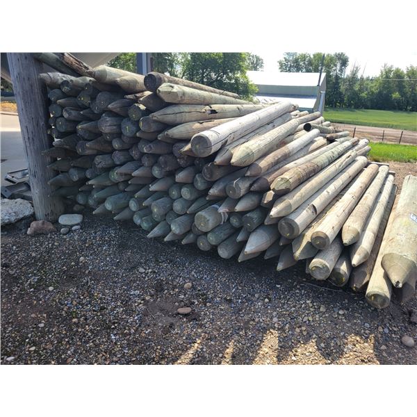 Approx. 143 Fence posts, approx. 7-8 ft x 4-6 in. Absolutely NO REMOVAL Between July 31st to Aug 4th