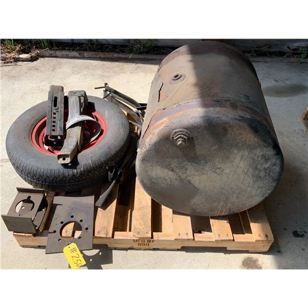 Fuel tank, brackets, 15" tire & 4-hole rim