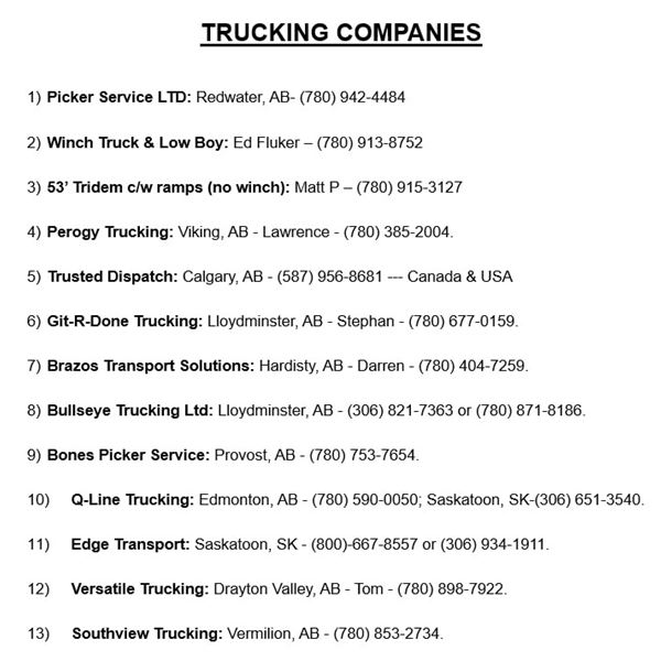 TRUCKING COMPANIES