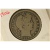 Image 1 : 1906 SILVER BARBER HALF DOLLAR VERY GOOD
