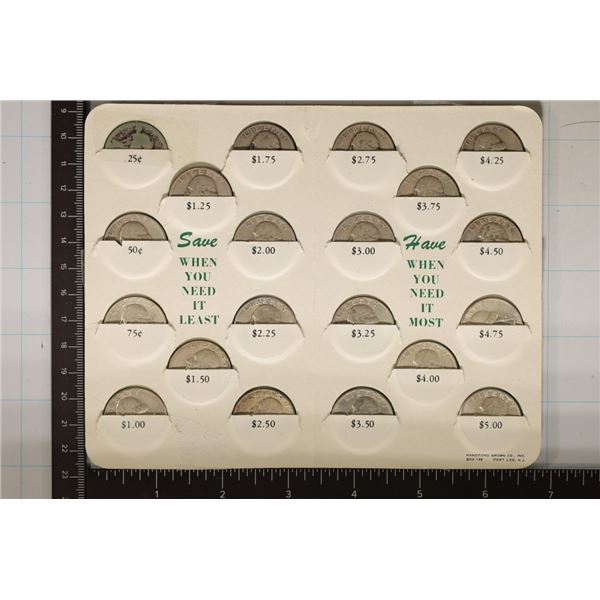 20-US SILVER QUARTERS IN NEAT OLD PROVIDENT