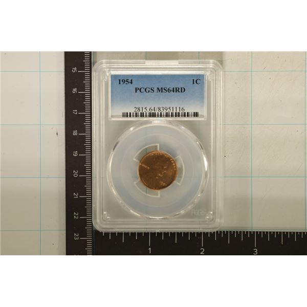 1954 LINCOLN WHEAT CENT PCGS MS64RD