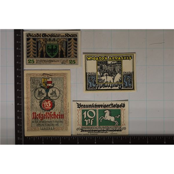 4 CRISP UNC GERMAN NOTGELDS: 1921-95 PFENNIGS,