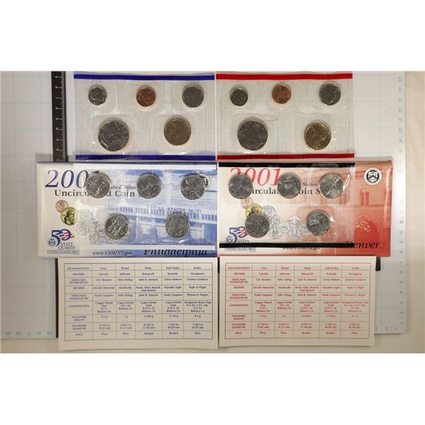 2001 US MINT SET (UNC) P/D (WITH ENVELOPES)