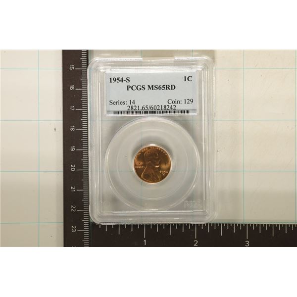 1954-S LINCOLN WHEAT CENT PCGS MS65RD