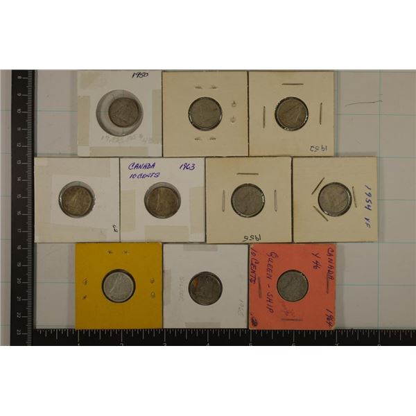 10-1950-1966 CANADA SILVER TEN CENTS