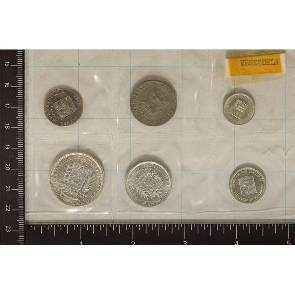 SILVER 1958-1960 VENEZUELA 6 COINS SET .5034 OZ.