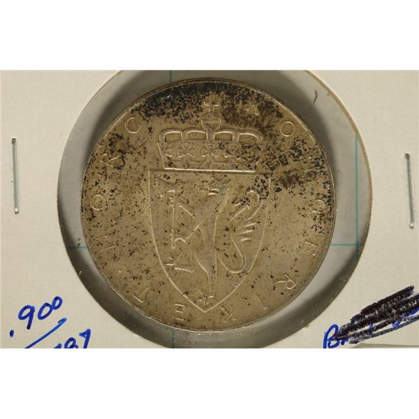 1964 NORWAY SILVER 10 KRONER COIN .5787 OZ. ASW