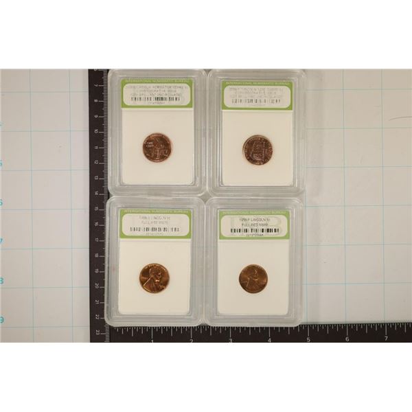 12 SLABBED US COINS: 4 LINCOLN CENTS : 1958-P