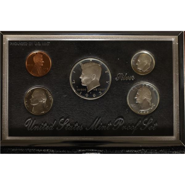 1993 US SILVER PREMIER PROOF SET (WITH BOX) AND