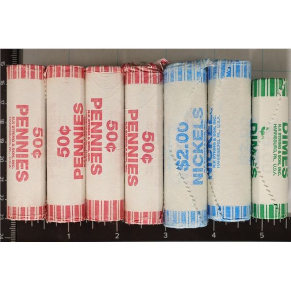 7 SOLID DATE ROLLS OF US BU COINS: 4 ROLLS 2004-P