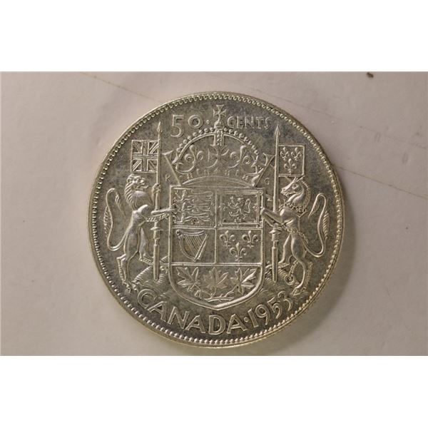 1953 CANADA SILVER 50 CENTS .30 OZ. ASW
