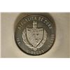 Image 1 : 1980 CUBA SILVER 5 PESO UNC COIN .3854 OZ. ASW
