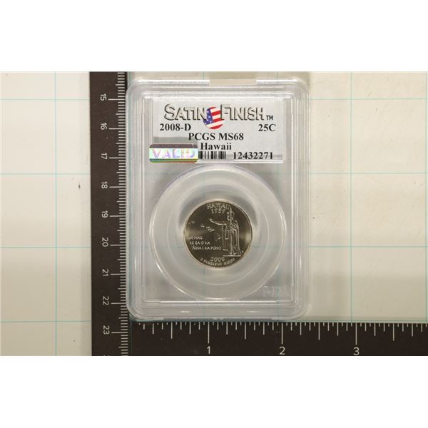 2008-D HAWAII US QUARTER PCGS MS68 SATIN FINISH