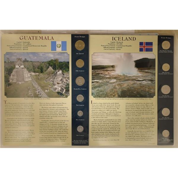 2 UNC COINS SETS FROM GUATEMALA & ICELAND.