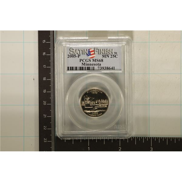 2005-P MINNESOTA QUARTER PCGS MS68 SATIN FINISH