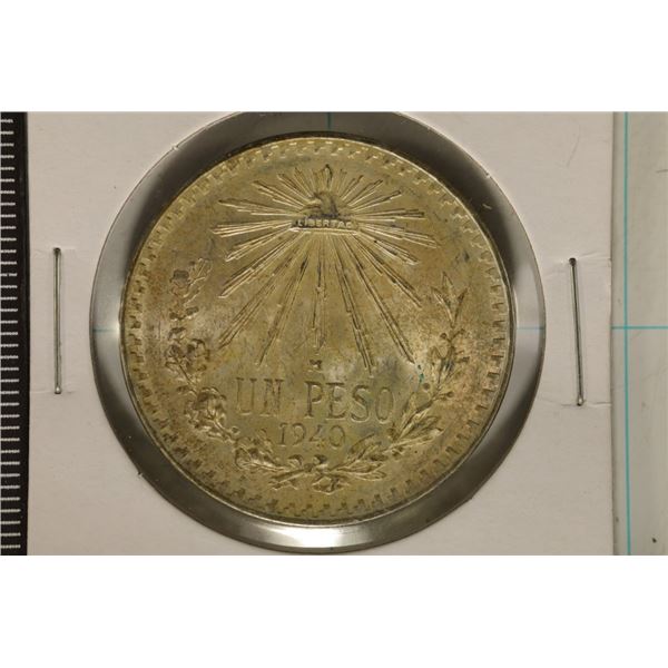 1940-M MEXICO CAP & RAYS SILVER PESO .3856 OZ. ASW