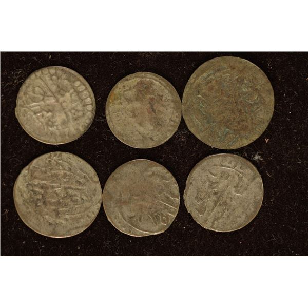 6-SILVER DIME SIZED OTTOMAN EMPIRE PARA COINS