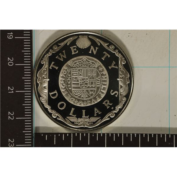 1985 BRITISH VIRGIN ISLANDS SILVER PROOF $20 COIN