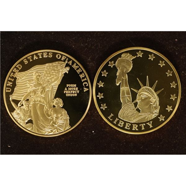 2 GOLD LAYERED PROOF COMMEMRATIVE ROUNDS: