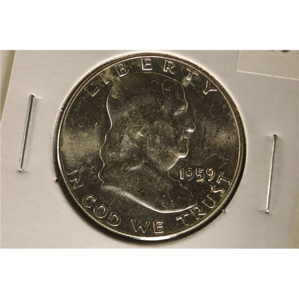 1959 SILVER FRANKLIN HALF DOLLAR BRILLIANT UNC