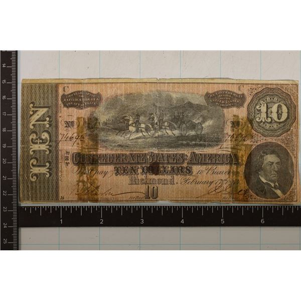 1864 CONFEDERATE STATES OF AMERICA $10 RICHMOND