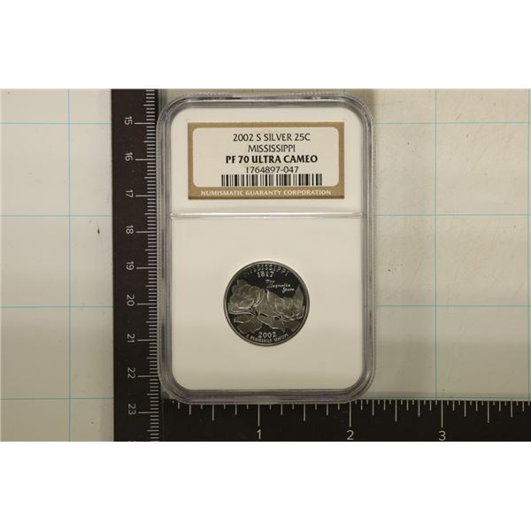 2002-S SILVER MISSISSIPPI QUARTER NGC PF70