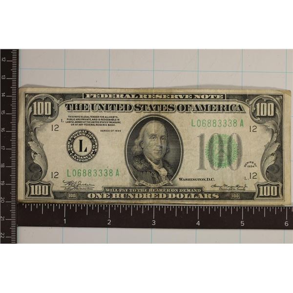 1934 US $100 FRN GREEN SEAL