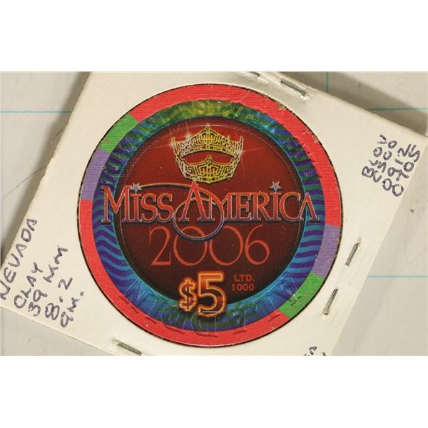 2006 PLANET HOLLWOOD $5 CASINO CHIP MISS AMERICA