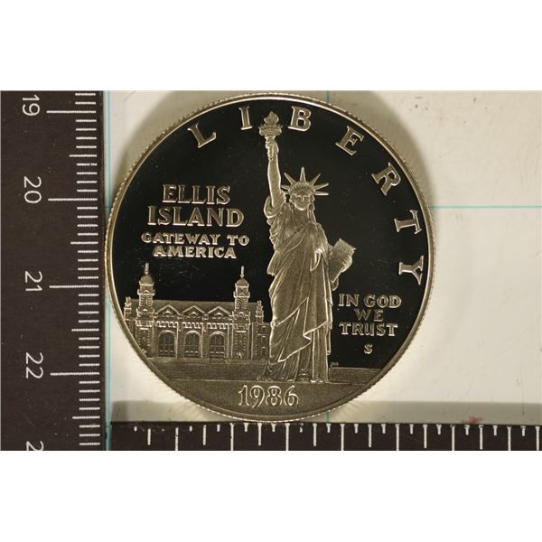 1986-S US PROOF SILVER "LIBERTY" DOLLAR IN HARD