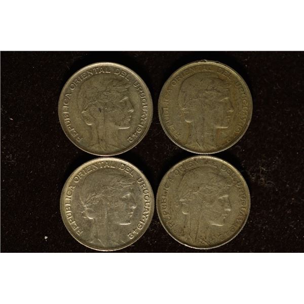 4-1942 URUGUAY SILVER 20 CENTESIMOS .2776 OZ. ASW