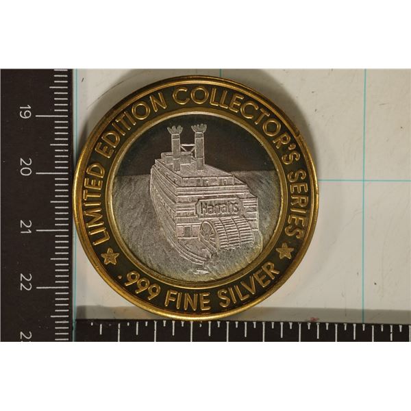 CASINO $10 SILVER TOKEN (UNC) HARRAHS CASINO