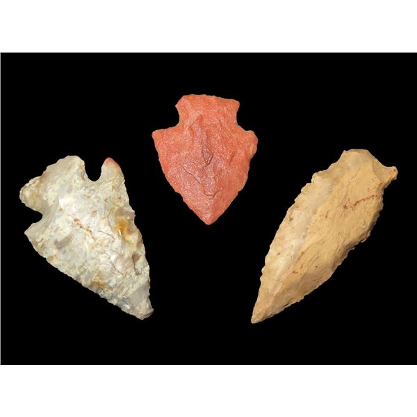 Grouping of 3 Arrowheads Found in Clay Co. Arkansas