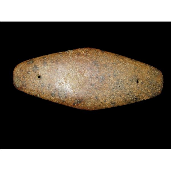 5 15/16" Colorful Granite Two Hole Gorget, Motley COA, Found in Clark Co. Missouri