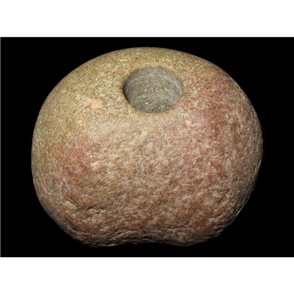 2 3/16" Fluted Ball Bannerstone, Motley COA, found in Southern Illinois. Made of Colorful Quartzite